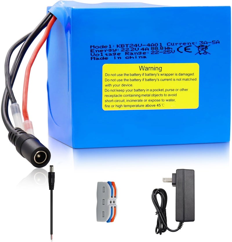 KBT KEEP BETTER TECH KBT 24V 4Ah Rechargeable Lithium Replacement Battery, with Charger, Charging Cable, Cable Connector for Kids Ride On Cars - Image 1